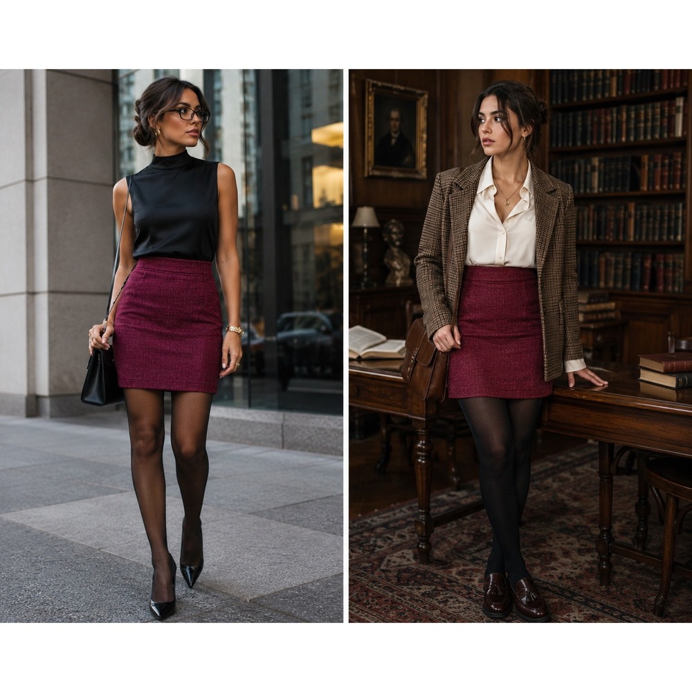 The Limited Size 2 Fuschia Red Office Siren 90s Y2K Mini Pencil Skirt Academia